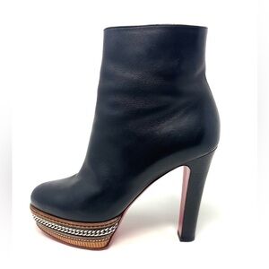 Christian Louboutin Black Smooth Leather Ankle Booties size 9